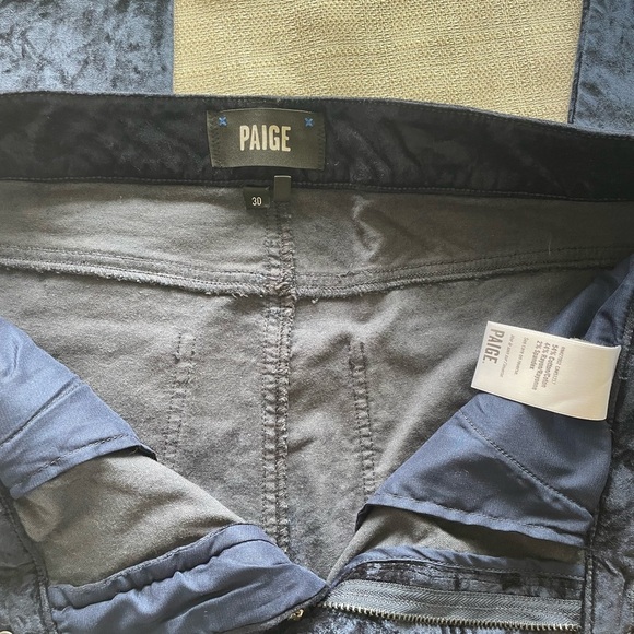 Women's Navy PAIGE Velvet Coated Pants - Sz. 30 - Picture 5 of 6